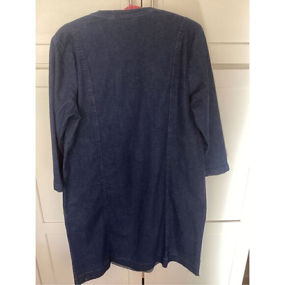 J. Jill Denim Lace Up Dress Sz L Stretch Raw Hem Pockets - Picture 5 of 9